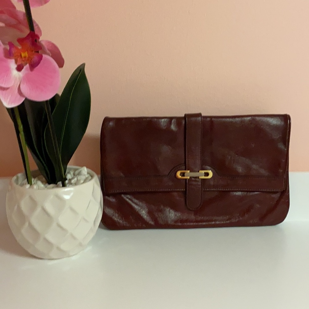 Vintage Red leather gold purse